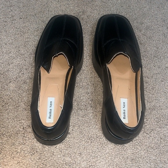 Reike Nen Square Toe Cross Stitch Detail Leather Platform Loafer 40 / 10 - Picture 3 of 10